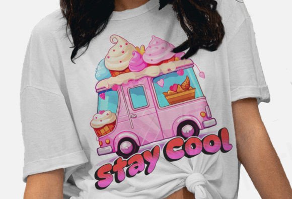 Retro Ice Cream Truck, Sunny Summer Time Graphics